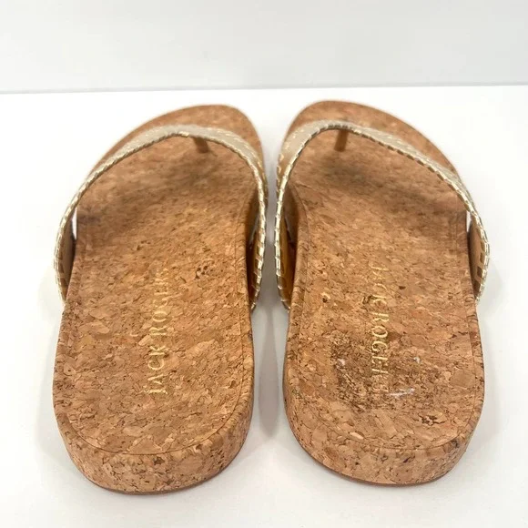 JACK ROGERS Shoes Womens 9.5 Gold Cork Thelma Comfort Flip Flop Sandal Thong - Picture 3 of 9